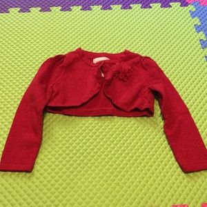 Toddler cardigan, red with sparkles